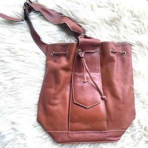 {Vintage} Large Genuine Leather Single Strap Book at Backpack Satchel Bag Purse